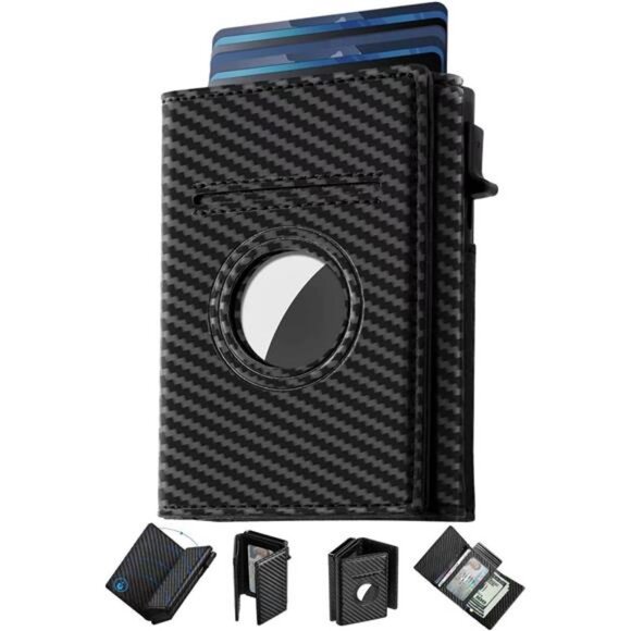 Trifold Mens Wallet Credit Card Holder for AirTag, Smart Wallet Compatible - Picture 1 of 7